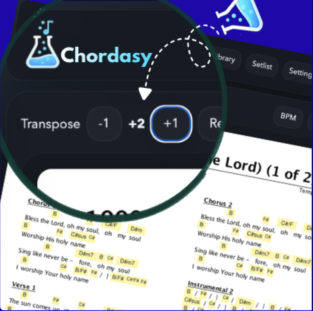 Chordasy transpose feature card